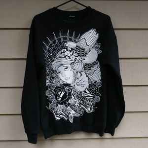 Tops - Black Tattoo Flash Sweatshirt Medium Streetwear Tops - Black Tattoo Flash Sweatshirt Medium Streetwear